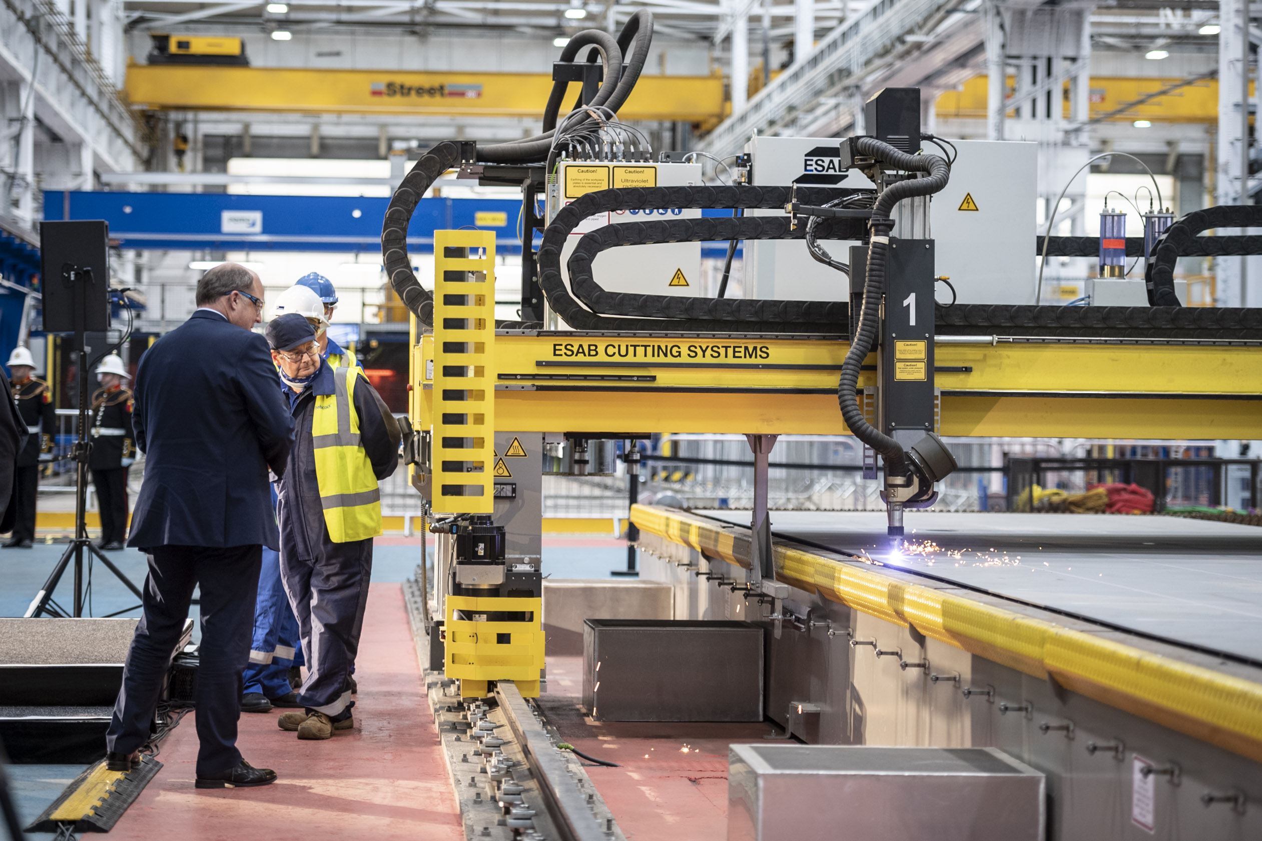 Defence Secretary Ben Wallace gets the steel cutting working on HMS Venturer