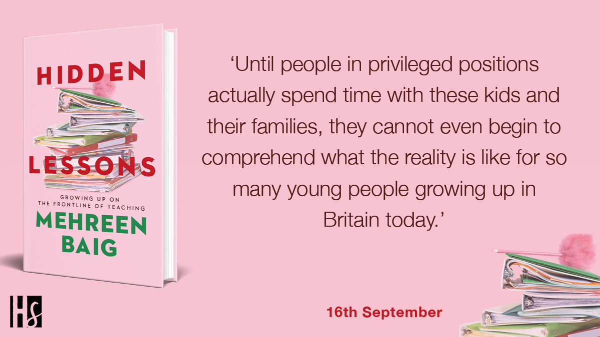Hodder_Studio's tweet photo. Mehreen started teaching at 21, and by the time she left 10 years later she'd learnt a bit about teenagers and a lot about life. This is her story.
#HiddenLessons by @thequeenmehreen is out now, get your copy here > https://t.co/ZjlbsILL9Q https://t.co/VJio7UO0Vl
