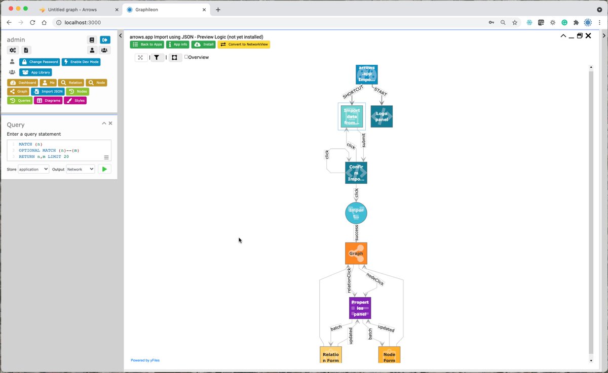 graphileon's tweet photo. https://t.co/yJEEEPxbo9, powered by @Neo4j Labs,  is a  tool to sketch graphs. We just added an app to our App library allowing you to import the https://t.co/yJEEEPxbo9 JSON into Neo4j, giving you instantly the possibility to edit nodes and relationships without writing Cypher. https://t.co/FJRveTkbYc