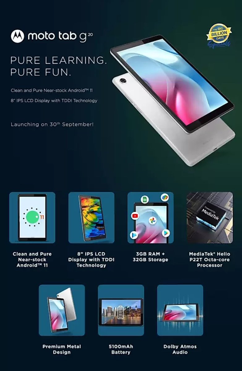 prathamesh_tech's tweet photo. Moto Tab G20 Launching in India on September 30th

#Motorola #MotoTabG20 https://t.co/UElxyvNyVD