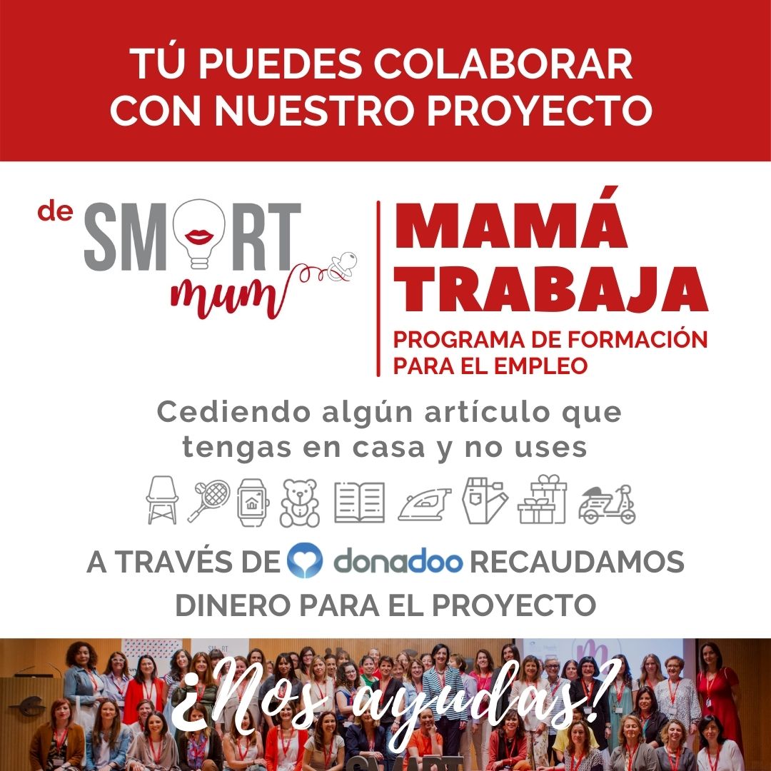 Nuestra asociación Home Family Power con Smart Mum estamos en <a href="/donadoo_es/">Donadoo</a> ¿Nos ayudas? Entra en Donadoo en nuestro proyecto y dona un objeto para que podamos venderlo. Solo subes la foto y el precio! Cuando se venda lo recogerán! mtr.cool/ejhbuojhsm