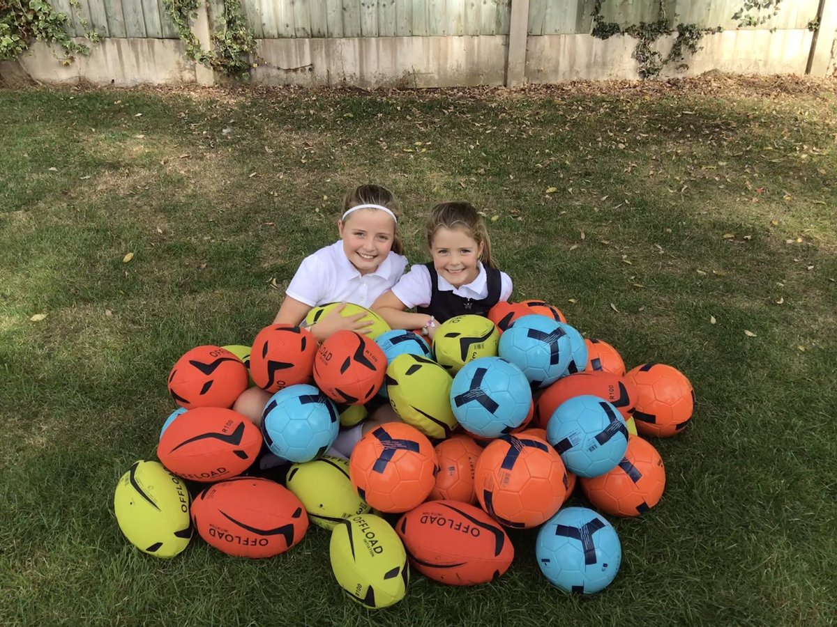 CeWhittington's tweet photo. Over the summer holidays, two superstars did a sponsored bike ride to raise money to purchase sports equipment for our school.

A huge thank you and well done to Mabel and Connie for their incredible efforts. We’re so grateful and can’t wait to use all of our new ⚽️ 🏉 https://t.co/jL6G7W0bRO