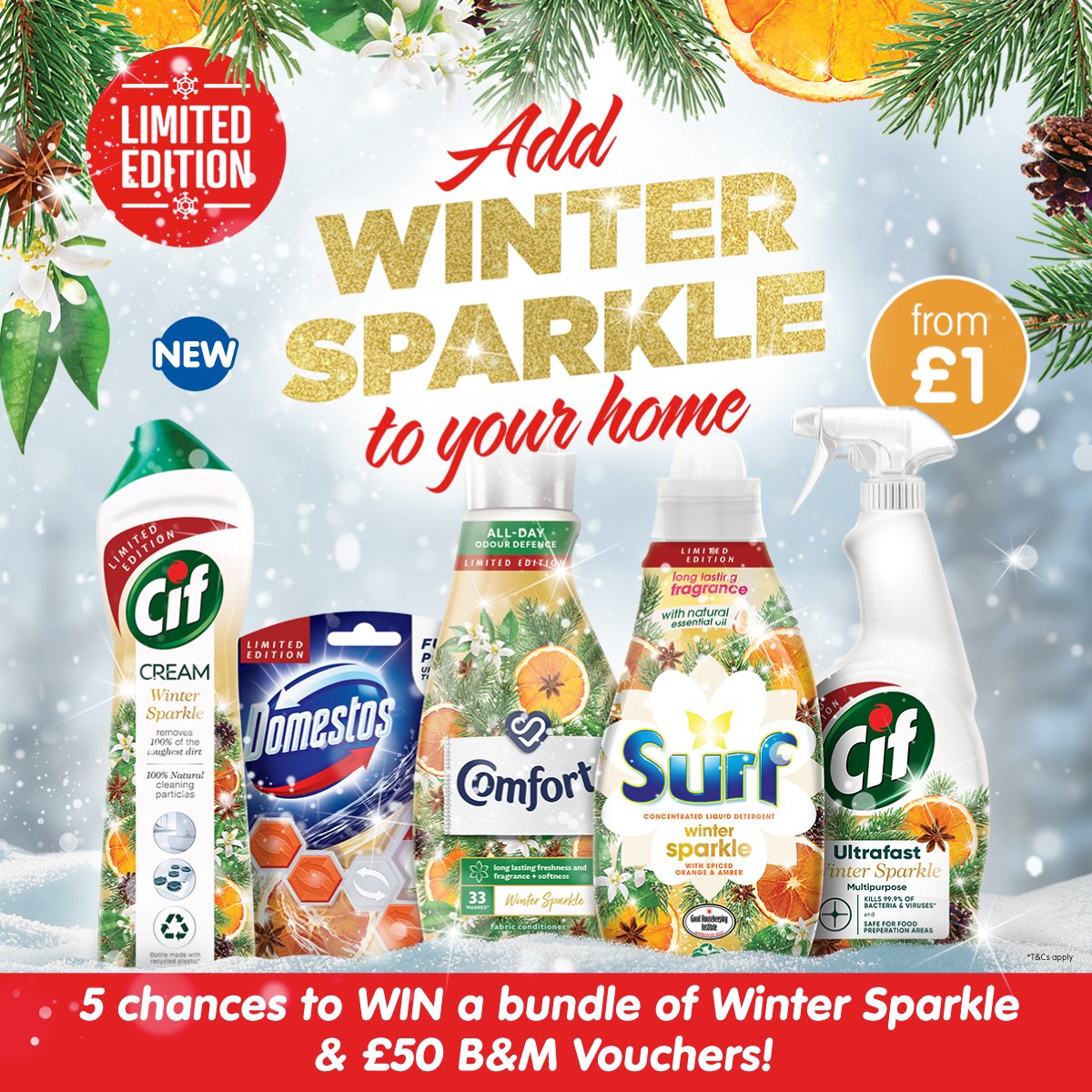 bmstores's tweet photo. ❄️ #COMPETITION TIME- ENDS FRIDAY ❄️

We've teamed up with #Unilever to giveaway FIVE chances to WIN a bundle of #WinterSparkle items PLUS £50 worth of B&amp;M vouchers!

For a chance to #WIN, simply FOLLOW US, RETWEET this post &amp; COMMENT #WinterSparkle!

Competition ends 9am 24/9/21 https://t.co/MNw6Ds635O
