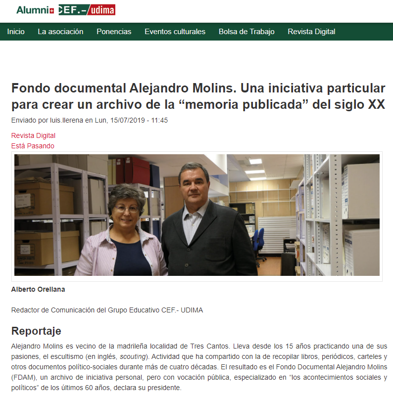 He visitado el Fondo Documental Alejandro Molins, archivo de creación personal que me ha dejado impresionada por la riqueza de sus documentos y el celo de sus creadores. Una joya así debería ser difundida y apoyada por <a href="/ayto3cantos/">Ayuntamiento Tres Cantos</a> #TresCantos Saber más 👇
acef.cef.es/fondo-document…
