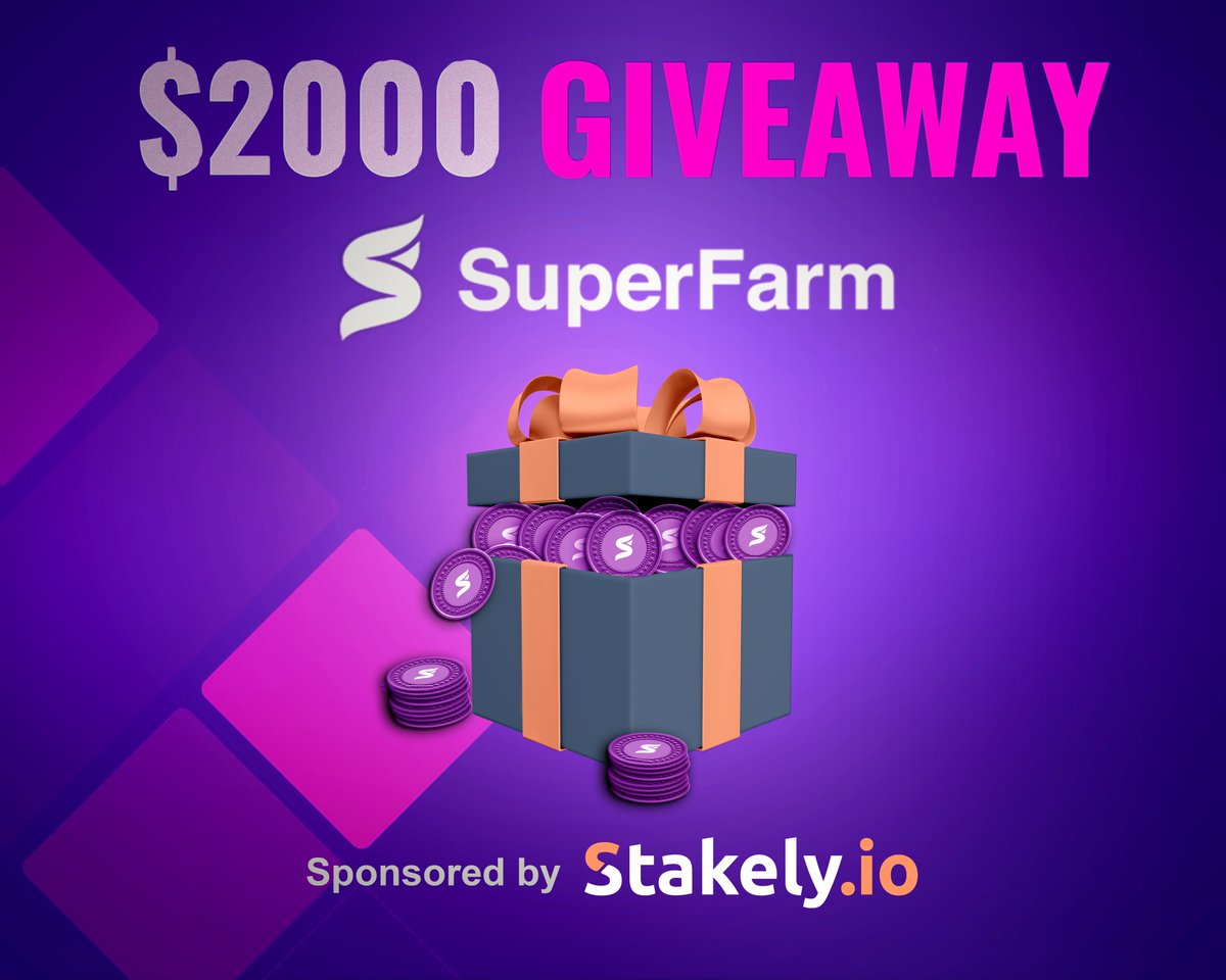 Stakely_io's tweet photo. We've teamed up with @SuperFarmDAO to #Giveaway $2000 of $SUPER!

How can you win? 
1️⃣Like &amp; RT
2️⃣Follow @Stakely_io, @SuperFarmDAO &amp; @cryptoengine_ 
3️⃣Tag 2 friends
4️⃣Enter Gleam and follow the instructions! https://t.co/sVAzKBtKAu

We'll announce 2 winners 15th November! #GL https://t.co/YCQkaEZnXN
