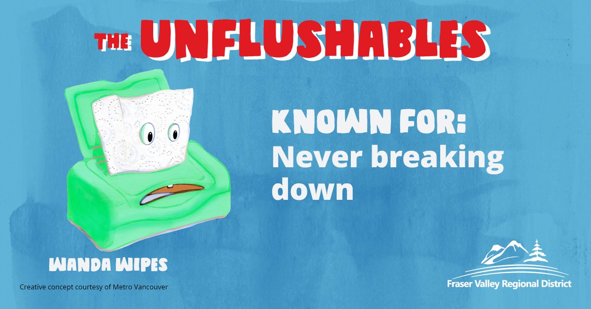 FraserValleyRD's tweet photo. Human waste๐ง๐ฉ and toilet paper๐งป are the only things that should be flushed down the toilet๐ฝ. Disposable wipes, even those marked โflushableโ, may cause clogs. #neverflushwipes #unflushables #septicawarenessweek https://t.co/nMZjEEsHRo