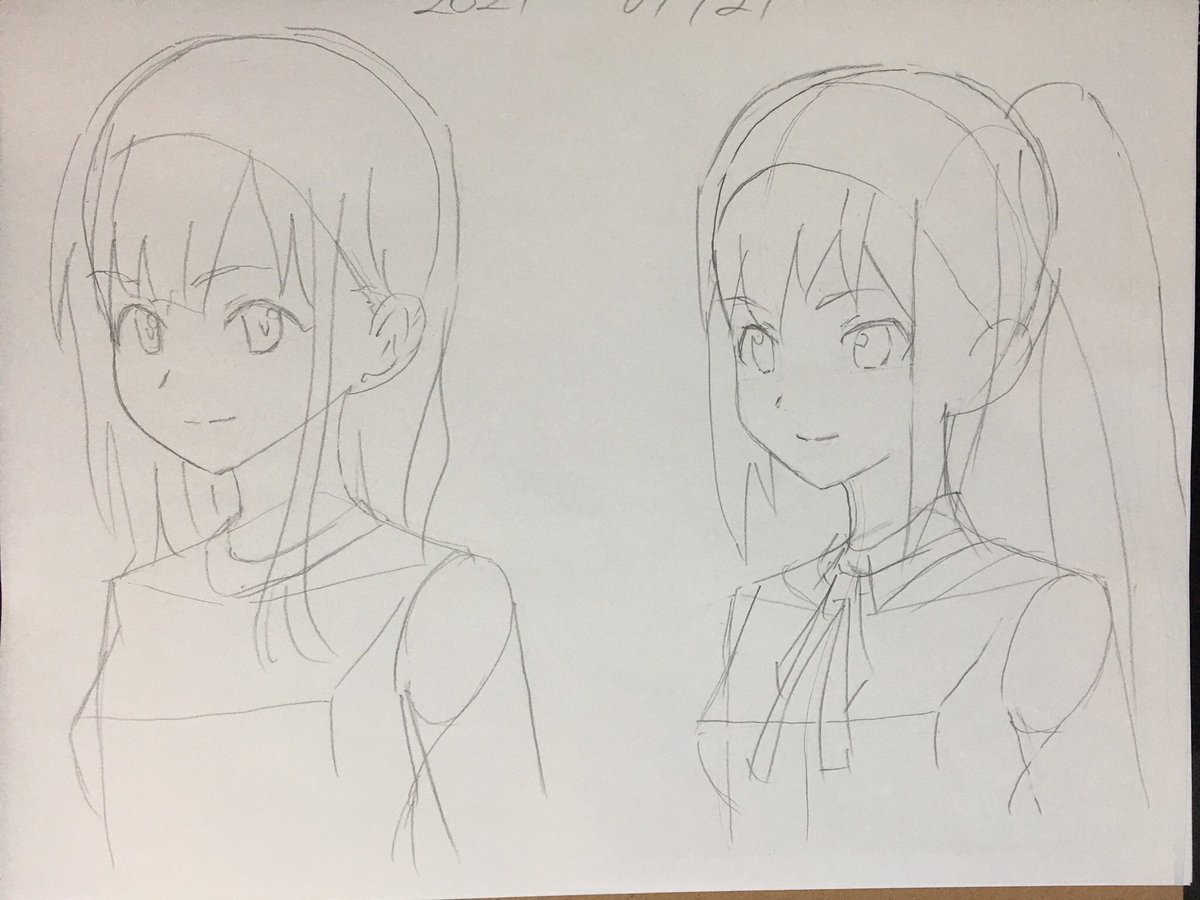 斜めは一旦終わり。振り返ると正面、横、斜めと練習していく過程でオリキャラも沢山生まれたな(o'ω'o) 