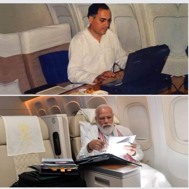Ajaypathak2000's tweet photo. श्री राजीव गांधी जी 80 के दशक में फ्लाइट में लैपटॉप पर काम करते थे,
और मोदीजी अभी भी कागजों का इस्तेमाल कर रहे हैं.
अब आप ही बताएं विकास कब हुआ कब गया ..?@srinivasiyc @OfficeOfKNath https://t.co/0QAVLD0vqq