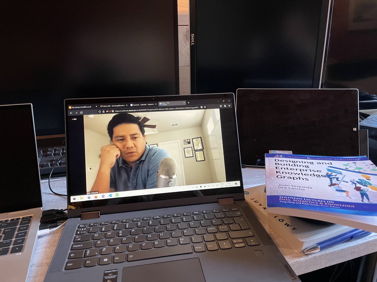 Shout-out to ⁦@sellieyoung⁩ ⁦<a href="/oralassila/">Ora Lassila</a>⁩ ⁦<a href="/juansequeda/">Juan Sequeda</a>⁩ ⁦<a href="/KGConference/">The Knowledge Graph Conference (KGC)</a>⁩ for an enlightening Knowledge Espresso session this afternoon!