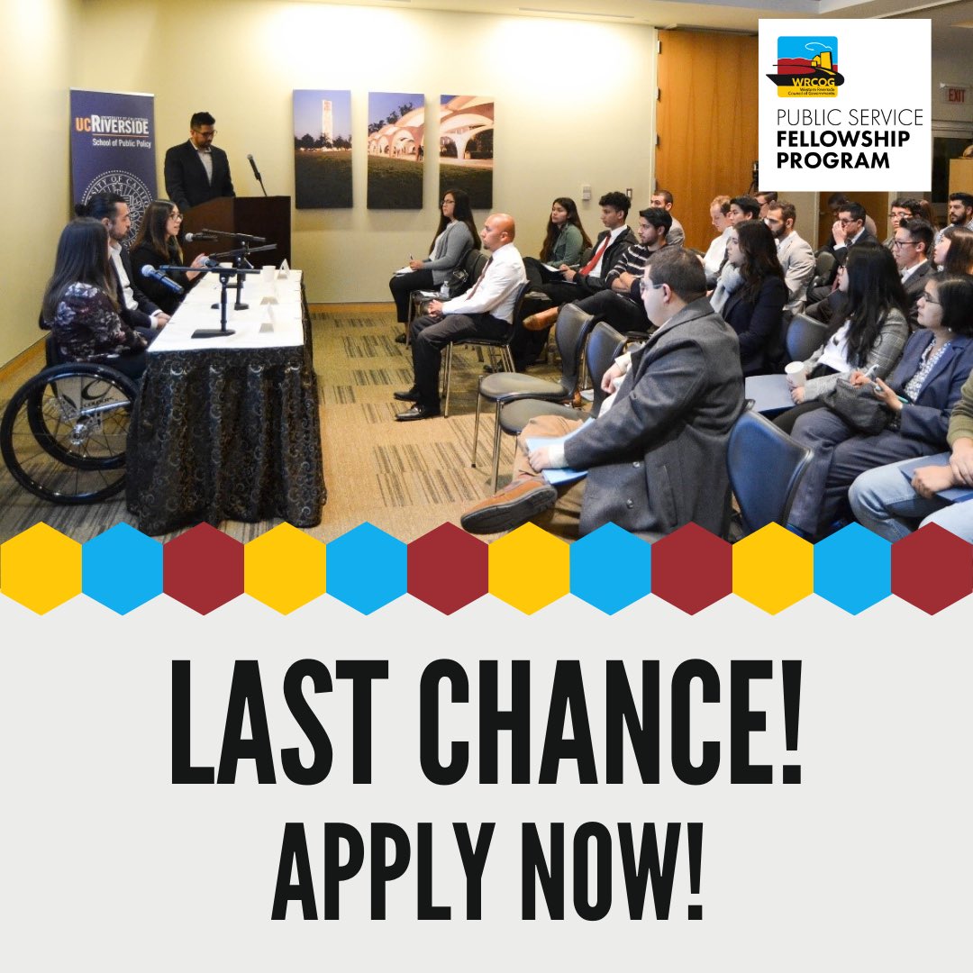 Hey, young professionals! Tomorrow is the last day to apply for the WRCOG Fellowship Program. Grow professionally, expand your network, and unlock opportunity through this unique experience. Deadline to apply is September 24, 2021 by 5pm! bit.ly/3u3WwjE