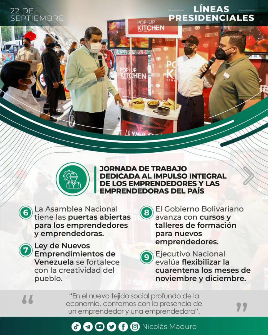 <a href="/NicolasMaduro/">Nicolás Maduro</a> Lineamientos presidenciales para nuestro glorioso pueblo venezolano.
#BernalGobernador
#SoyComunicadorClap