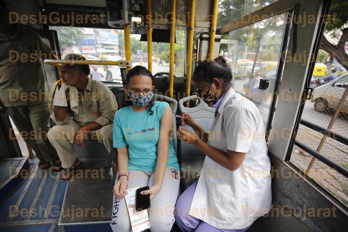 In pictures: Covid vaccination inside the city buses