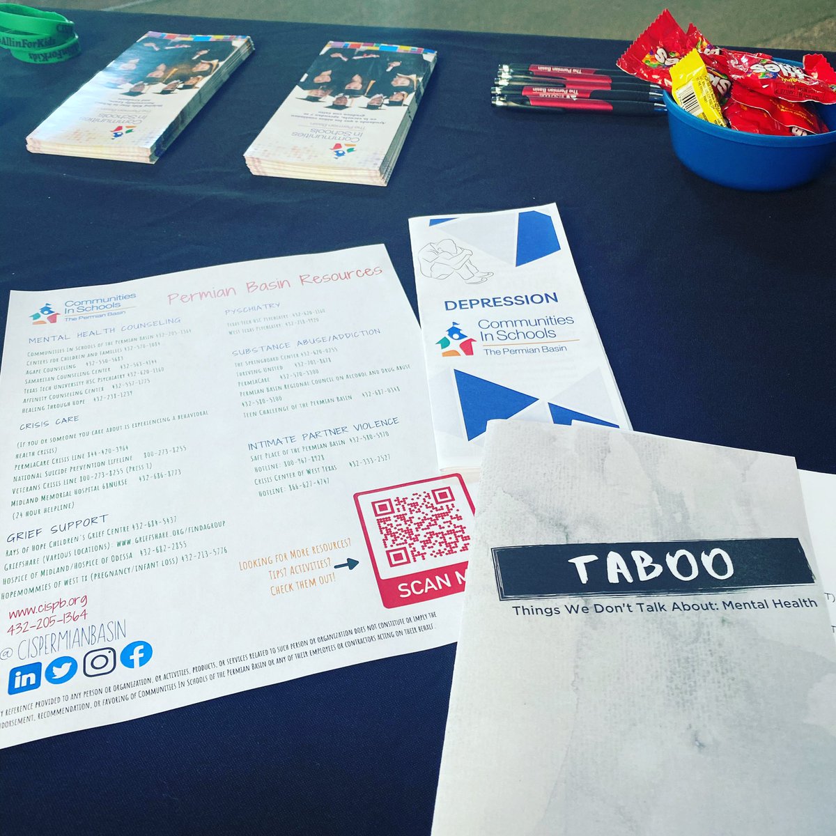 CISpermianbasin's tweet photo. We have enjoyed being with Crestview Baptist Church for their “Taboo”series highlighting mental health!
If you are in need of resources or support visit https://t.co/kHuuA6yyTF or click the link in our bio!
#AllinForKids #AllinForEachOther
#Mentalhealth #MentalHealthMatters https://t.co/vuG8IybCk3
