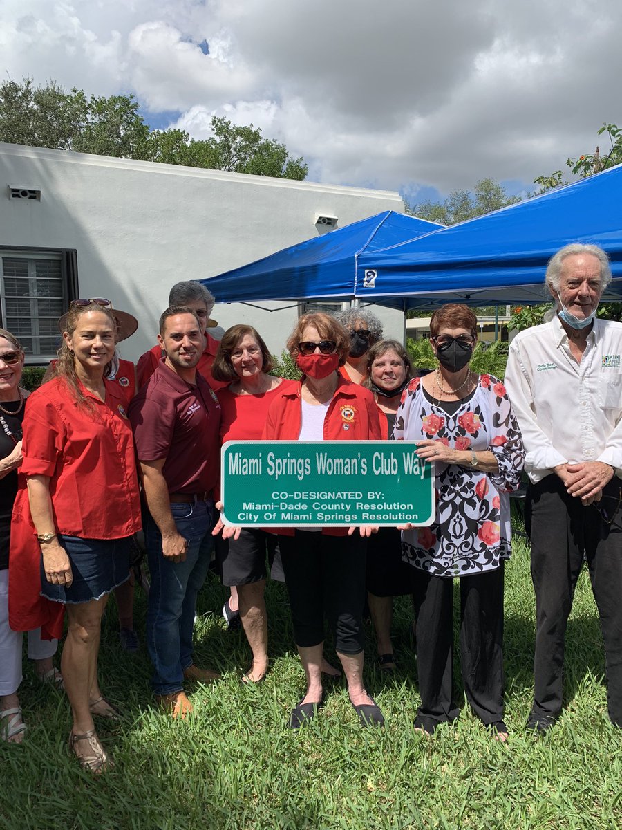 RebecaSosaMiami's tweet photo. Honored to join the ladies of the @MiamiSpringsFL Woman’s Club and State Representative @BryanAvilaFL, Mayor Maria Mitchell, Councilwoman Jackie Bravo, and Councilman Bob Best for a special ceremony unveiling “Miami Springs Woman’s Club Way” in the city! https://t.co/184wshA5HH