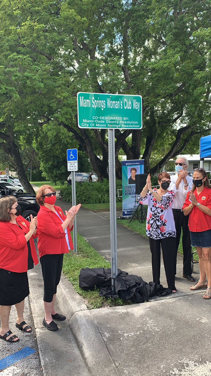 RebecaSosaMiami's tweet photo. Honored to join the ladies of the @MiamiSpringsFL Woman’s Club and State Representative @BryanAvilaFL, Mayor Maria Mitchell, Councilwoman Jackie Bravo, and Councilman Bob Best for a special ceremony unveiling “Miami Springs Woman’s Club Way” in the city! https://t.co/184wshA5HH