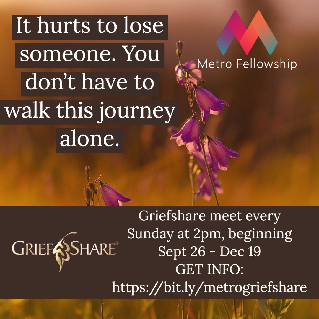Griefshare meet every Sunday at 2pm, beginning Sept 26 - Dec 19
GET INFO: buff.ly/3kCbavC #grief #death #loss #help #recovery