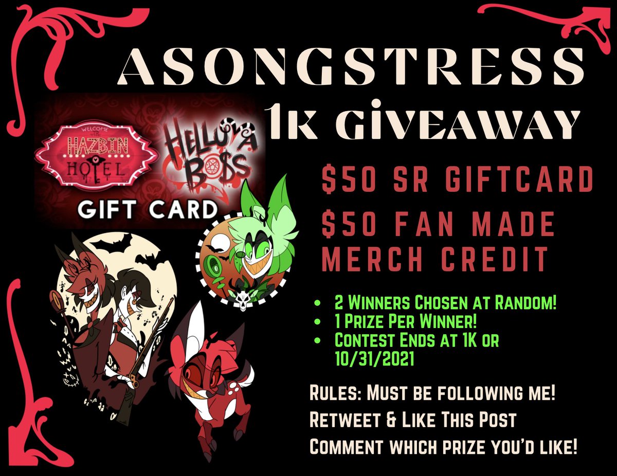 _asongstress's tweet photo. ✨1K GIVEAWAY✨

There's a ton of sweet fan &amp; official merch coming out, let me help you nab some!

RULES: 
✨Must be following me!
✨Like &amp; Retweet this post! 
✨Comment which prize you'd want to win!

*Contest ends when I hit 1K or on 10/30/2021! https://t.co/z1Ai7eZ9lu