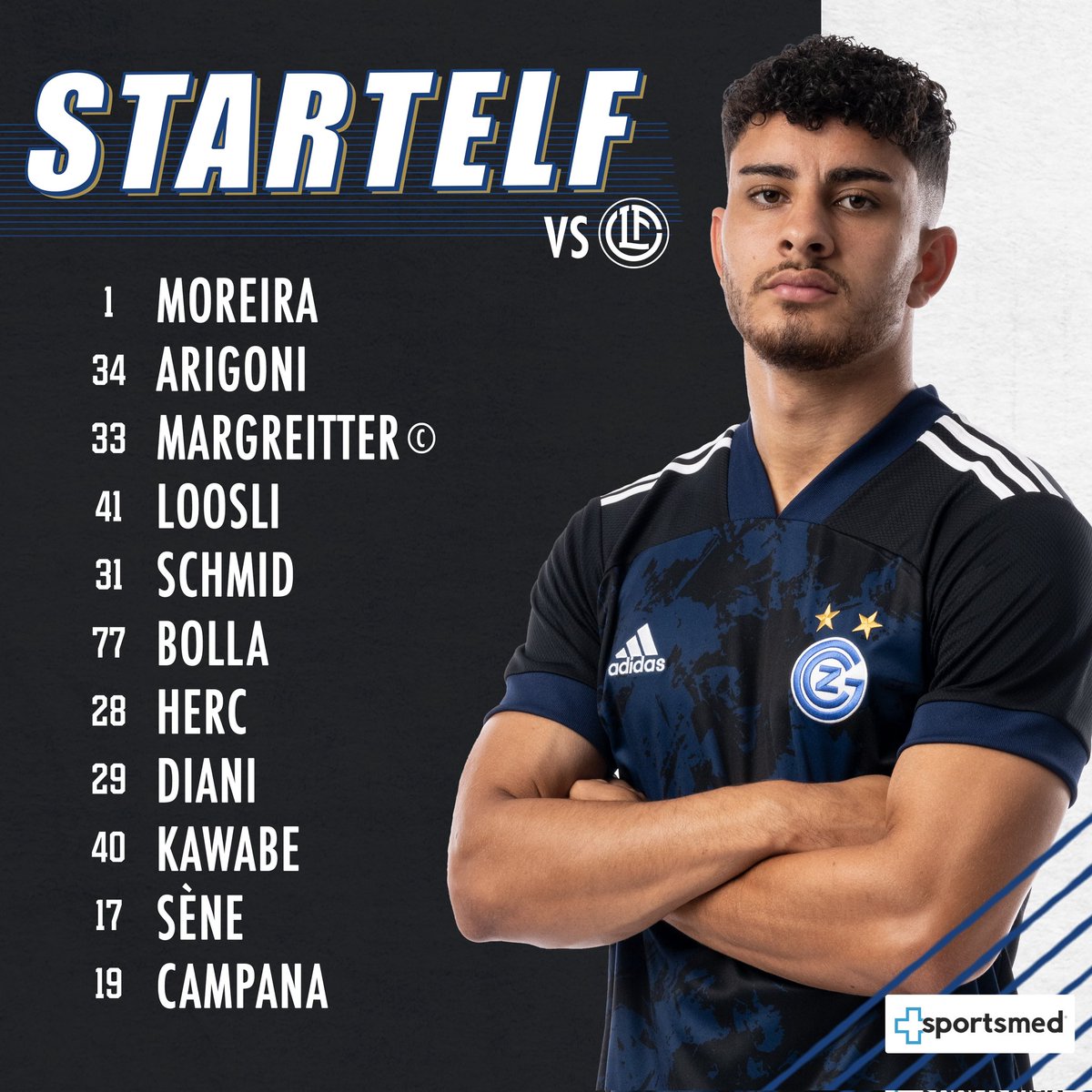 gc_zuerich's tweet photo. Sène startet! 🤩
🔄: Matic, Lenjani, Abrashi, Da Silva, Pusic, Léo, Toti, Hoxha, Momoh
#gc #zürich #traditionsclub #luggc https://t.co/Hheb0yAZe0