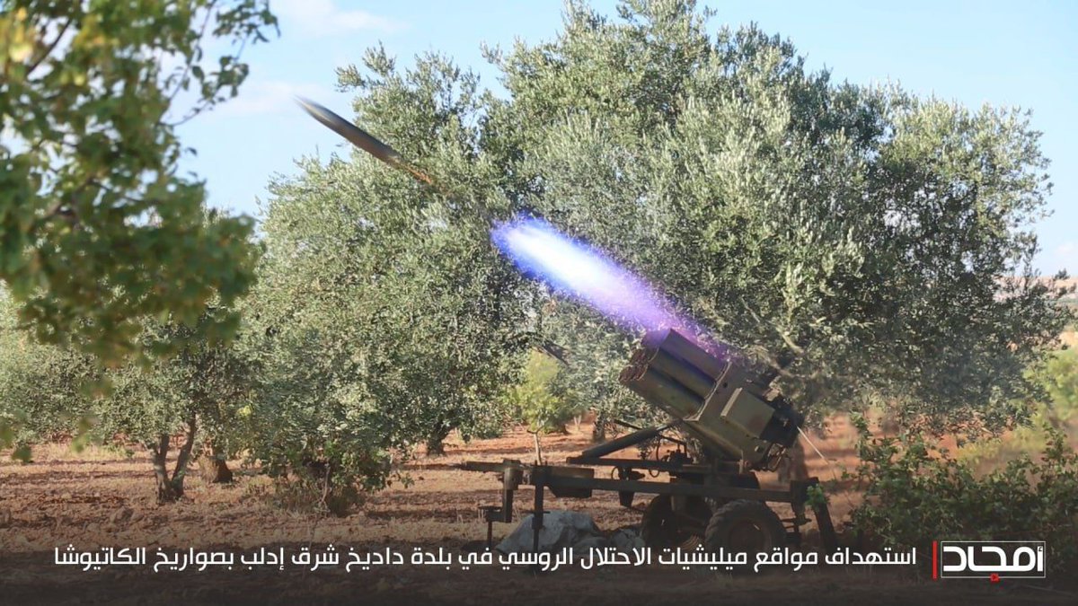 war_noir's tweet photo. #Syria: Hay'at Tahrir al-Sham (#HTS) carried out an attack on #SAA position in #Dadikh, E. #Idlib.
The attack appears to be carried out with a Croatian RAK-12 MLRS with M91 patterned 128mm projectiles. https://t.co/jVX65vfAOA