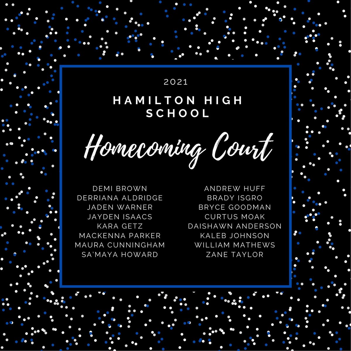 JesseFunston's tweet photo. Congratulations to our 2021 Hamilton High School Homecoming Court! @Hamilton_HHS https://t.co/ainkWSqUZI