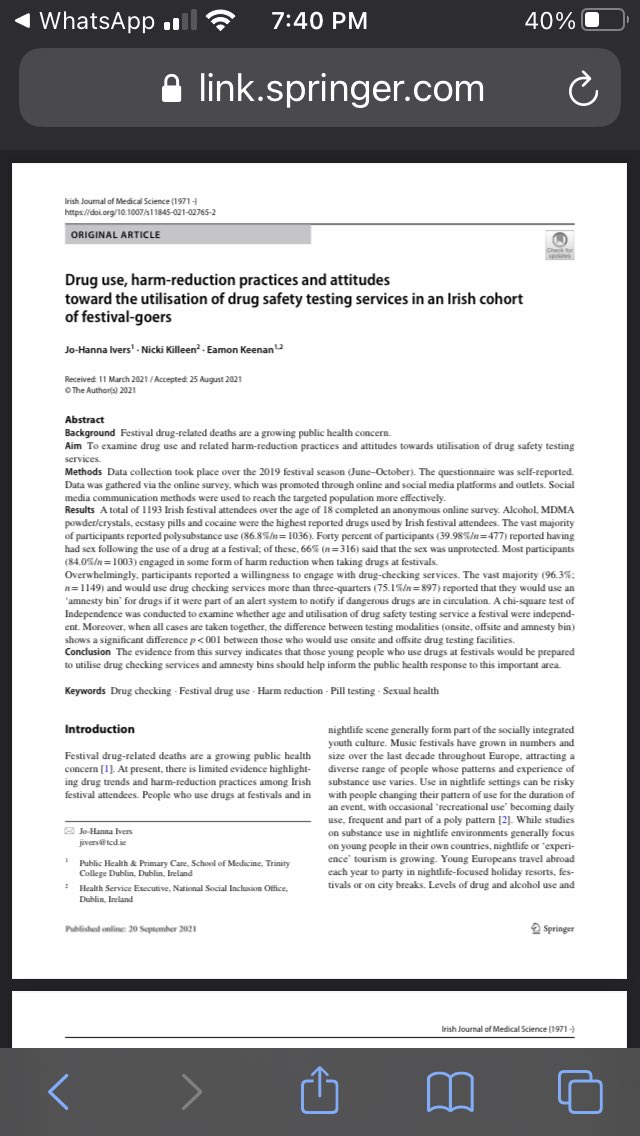 Interesting and very relevant #drugchecking paper from our Irish colleagues and friends <a href="/nickikilleen/">Nicki Killeen</a> <a href="/drugsdotie/">HSE Drugs.ie</a> bit.ly/3kzrpcw