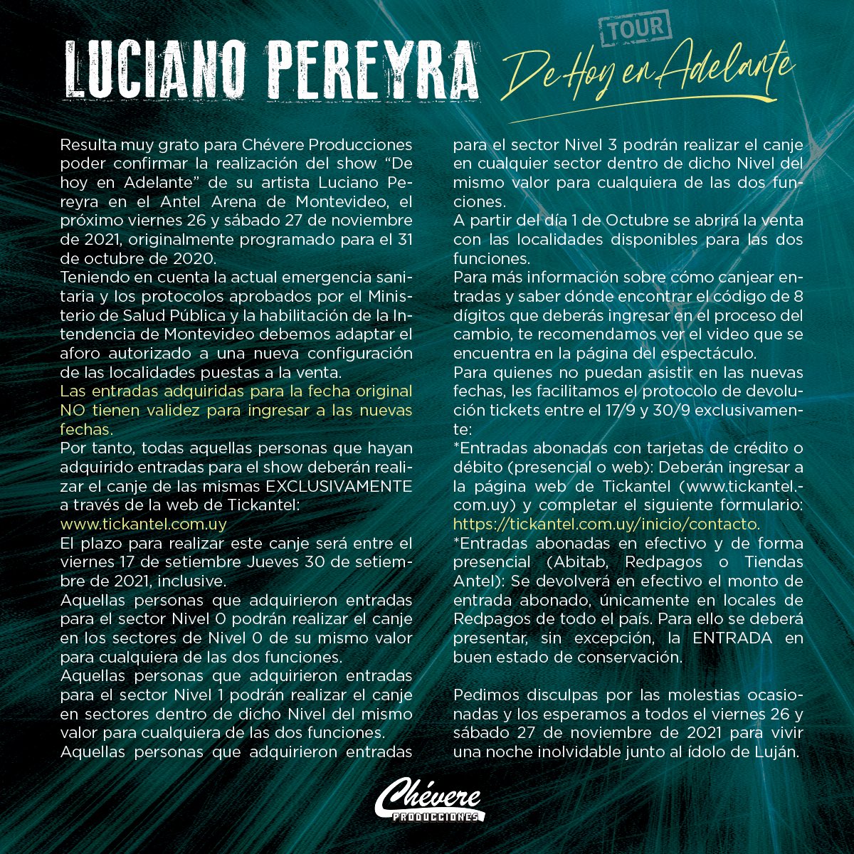 LujanProd's tweet photo. 📢 ¡Sobre la presentación de @LucianoPereyra en #Uruguay! 🇺🇾
 @antelarena @ChevereUy https://t.co/TJFftOiWjA