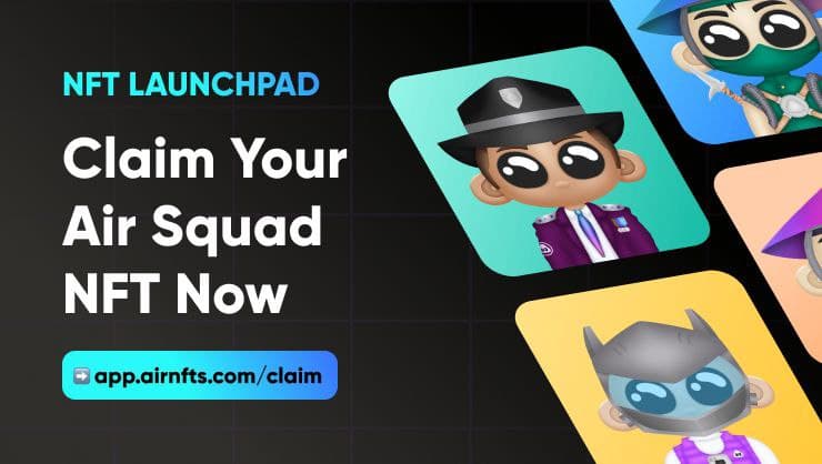 airnfts's tweet photo. The Big Moment has finally arrived !! 👻

Claim your Air Squad NFTs now 🤳 📤

https://t.co/ImLLUESvAY

#NFTs #NFT #BSC #cryptoart #nftartists #nftcollectors #nftnews #airnfts #airt #nftcollection #nftlaunching #nftcommunity #opensea https://t.co/qJZJR7oOzc