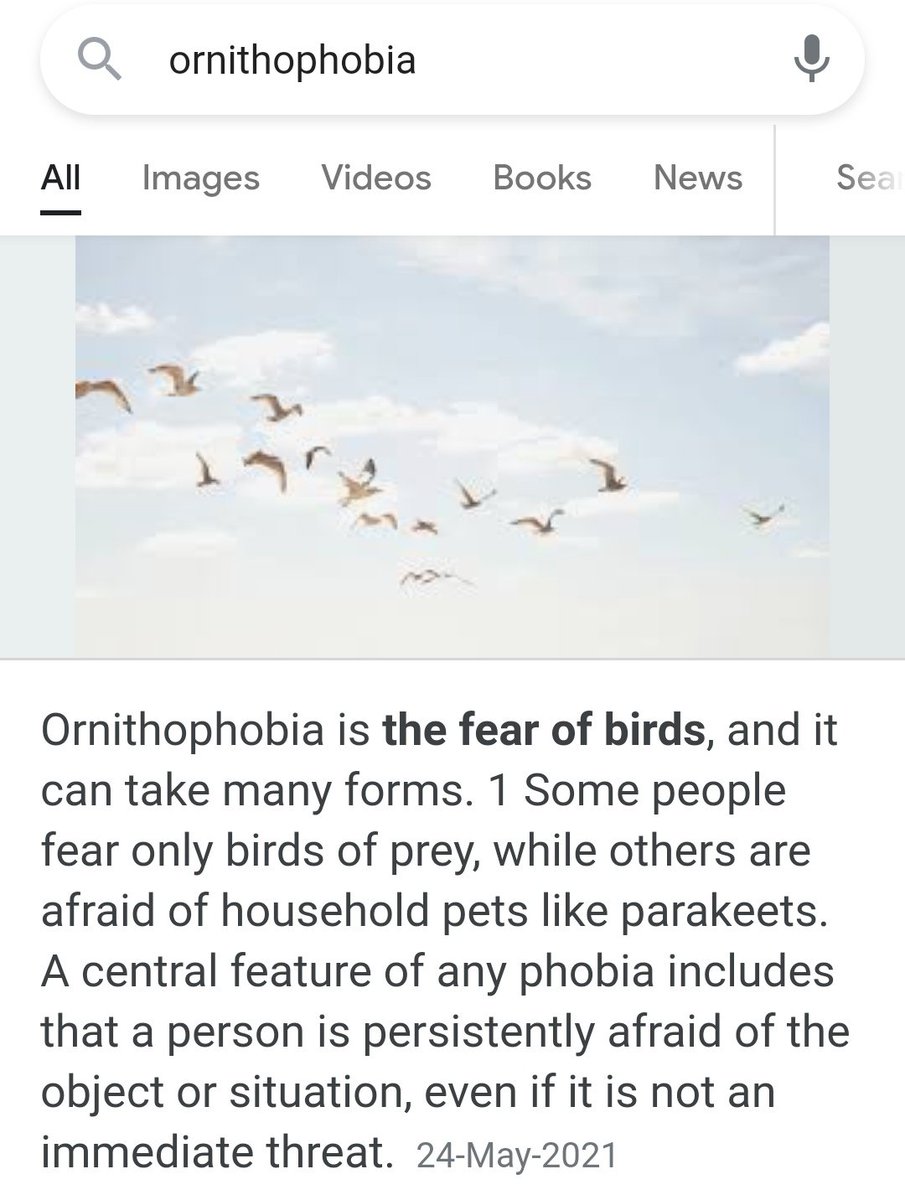 Azka_kazmi's tweet photo. I live wd such phobia since my childhood & it gives me very awkward feeling in front of others for having a fear of birds.
😔😔😔 #ornithophobia #myfears
Wt r urs? https://t.co/nj40zURSbX