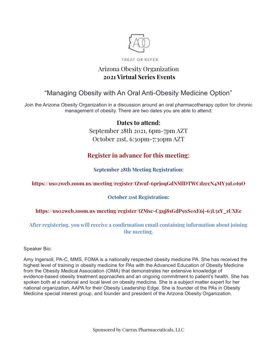 #obesity #obesitymedicine #curraxpharmaceuticals #ArizonaObesityOrganization Please share and repost