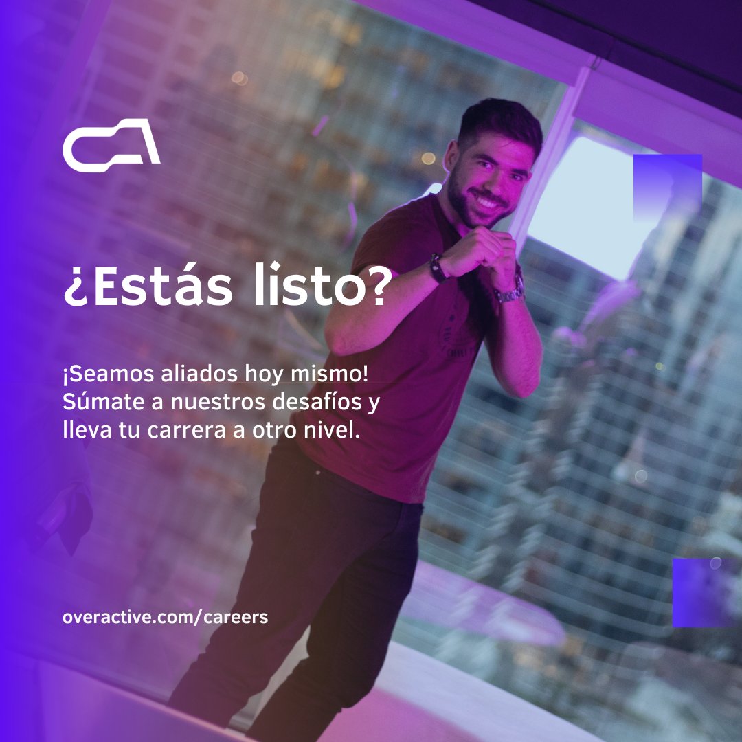 Súmate a nuestro equipo y despega tu carrera al siguiente nivel.
overactive.com/careers

#hiring #hiringnow #joinus