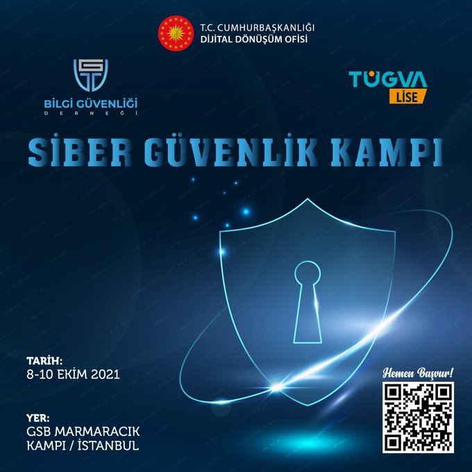 Siber güvenlik alanında kariyer yapmak ve yeteneklerini geliştirmek isteyen liseliler burada mı 📣

Cumhurbaşkanlığı Dijital Dönüşüm Ofisi (<a href="/dijital/">Dijital</a>) himayelerinde gerçekleşecek olan kampımıza sayılı günler kaldı⏳

Başvuru için geç kalmayın derim 😉🚀