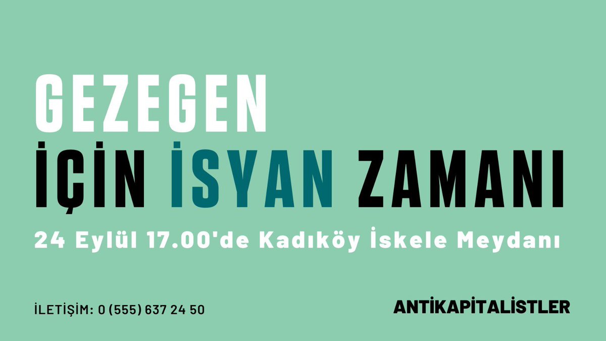 İkizdere için, Validebağ için, Kazdağları için, Akbelen için, geleceğimiz için. 
Yarın 17:00’de Kadıköy’de, #SistemiKöktenDeğiştir -mek için!
#GezegenİçinİsyanZamanı
#UpRootTheSystem
facebook.com/events/1227528…