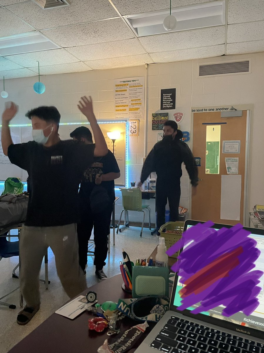 RBandrowski's tweet photo. On today’s edition of  https://t.co/gIDQiOcIb8…we did jumping jacks in the classroom after taking an assessment and reading Unwind. @IlabSmt https://t.co/EwgFbDHjO8