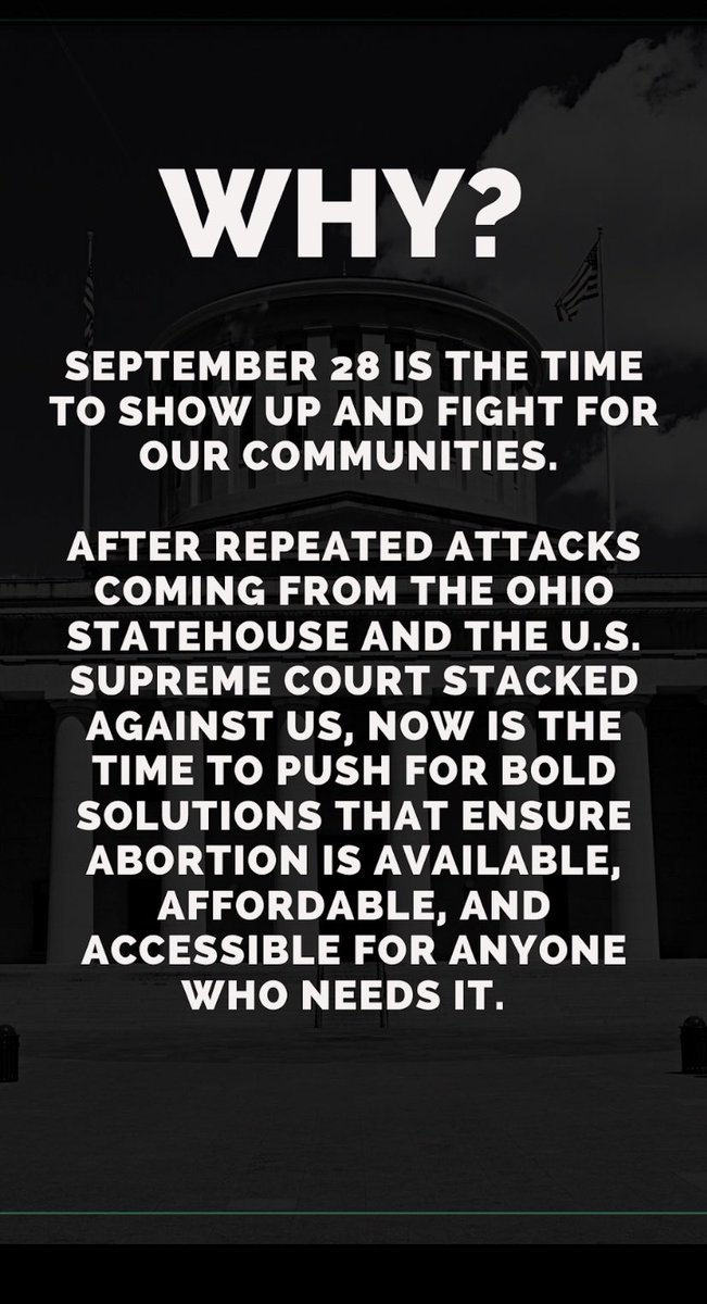 abortionfundOH's tweet photo. From Ohio, to Texas &amp; Mexico, we’re calling on all Ohioans to join us in-person @ the Ohio Statehouse on Tuesday, Sept 28 at 12:30 p.m.
It's time to SHOW UP and FIGHT for a future where abortion care is accessible for all of us.
Sign-up &amp; show up: https://t.co/Zaz7I382CE https://t.co/XGaUHhNb1n