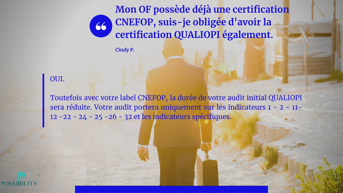 Possibility_97's tweet photo. #qualité #qualiopi #formation #formationpro #formationprofessionnelle #audit #sommetqualiopi #management #certification https://t.co/3AOMfeubZU