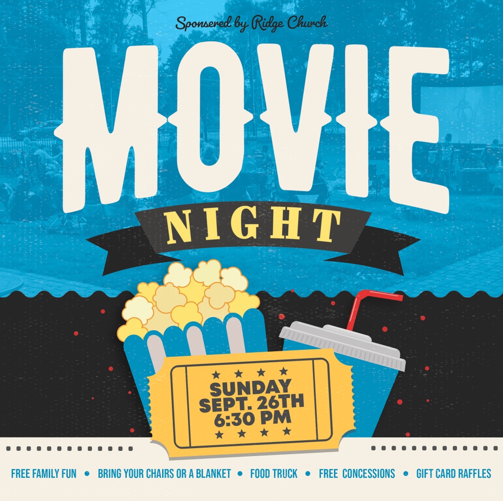 RidgeChurchClt's tweet photo. Movie Night is this Sunday, September 26th! 
Gather the family, invite a friend and join us for... SPIDER-MAN: INTO THE SPIDERVERSE!

Outdoor Event at Tower Commons (1031 Matthews-Mint Hill Rd) - gates open 6:30, movie at 7pm.

Free concessions, food truck, raffles, &amp; more! https://t.co/EPL0qsAXTq