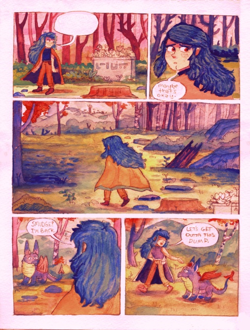 been feeling burnt out/directionless this past month but started traditionally painting a 40 pg comic I scripted… not looking at a screen and not obsessing over perfection has been very healing, and I'm excited to see where this goes 