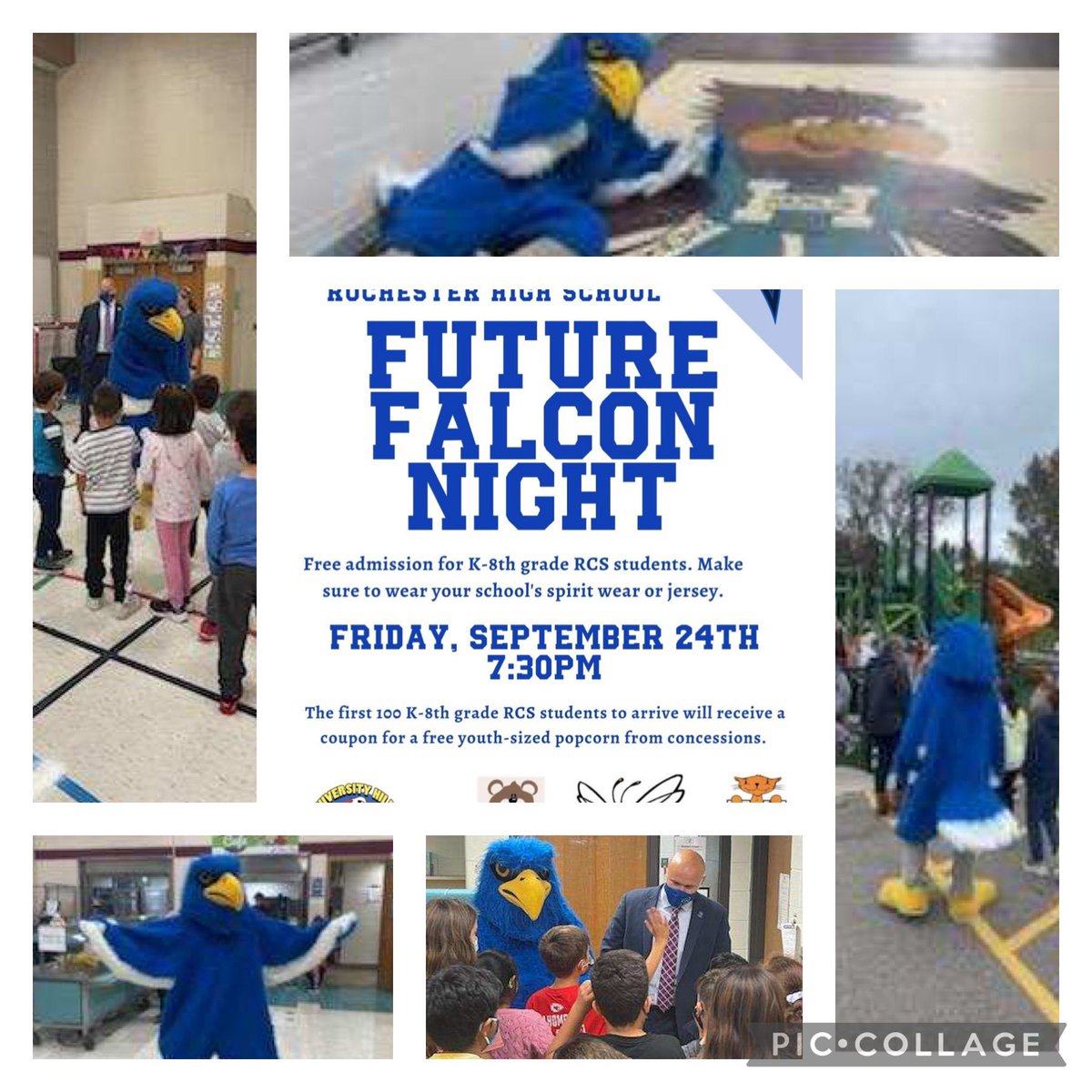 Freddie the Falcon stopped by to say “Hi” and invite our future Falcons to the game tomorrow! #RCSPride