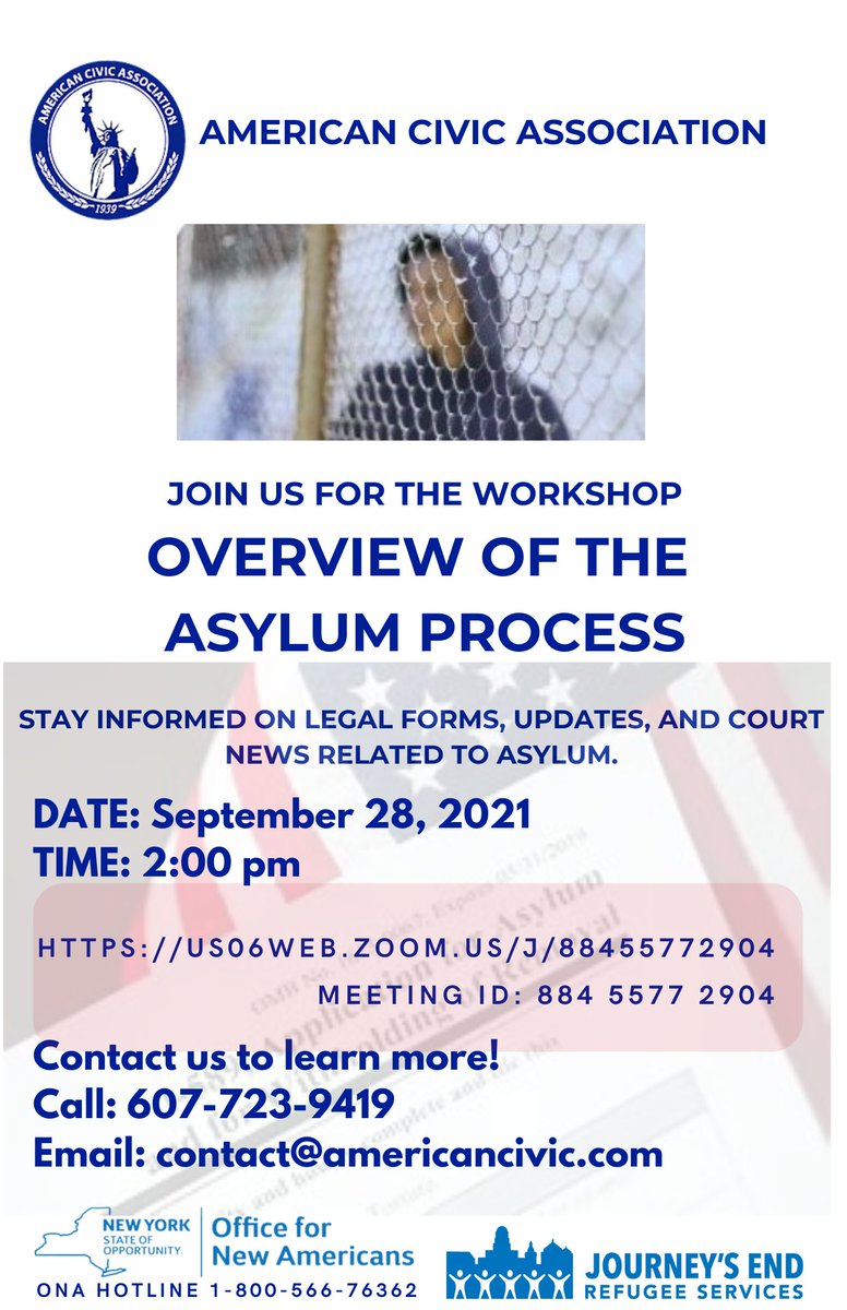 Join us and Journey's End next Tuesday to learn about the Asylum process!