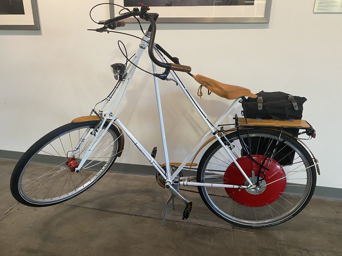NPRPatrick's tweet photo. For those who were wondering what @NPRWest meant by a “Highly specific bicycle”, it’s called a #Pedersen.  It rides like a dream even though it was designed in 1893. Yes, they’re still made. Yep, I have 2. #BikeToWorkDayIsEveryDay #MyDayInLA #IBikeLA  
https://t.co/52OYoovHJP https://t.co/EA5jNVN9EV