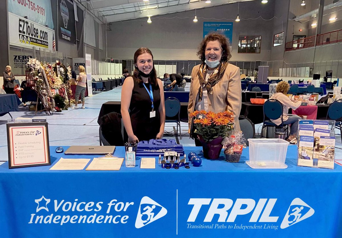 VFICIL's tweet photo. We are LIVE at the Southpointe Chamber 2021 Trade Show, with our good friends @TRPIL_PA! We'll be meeting with visitors at the Printscape Arena at Southpointe until 4pm-- visit us today!
#VFICIL #VoicesForIndependence #TRPIL #TransitionalPathsToIndependentLiving https://t.co/sssRkirBkP
