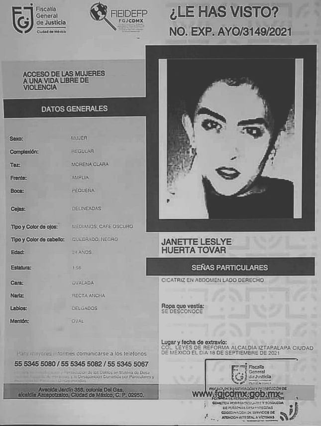 ¡Te estamos buscando Janette! Cualquier información, favor de comunicarse a los números indicados