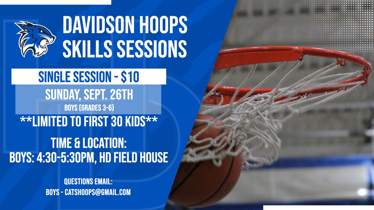 HDcatsHoops's tweet photo. BOYS GRADES 3-6!!! Our next skills session will be this Sunday from 4:30-5:30pm at Davidson. Register here: https://t.co/0zmwbiGE8y https://t.co/v1RTdLrcJr