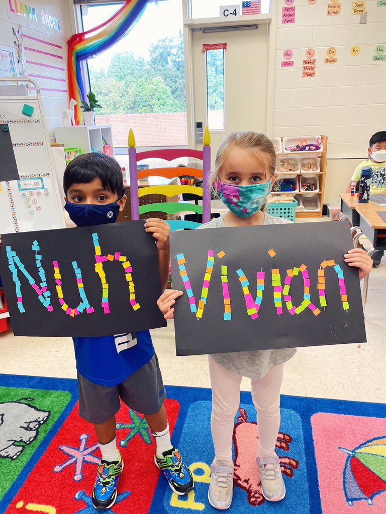 MissLuciB's tweet photo. Name crafts are the best crafts! SO impressed with how hard these kiddos worked on their confetti names! 💖 #spottedatLOW https://t.co/h0ytgYOLuV