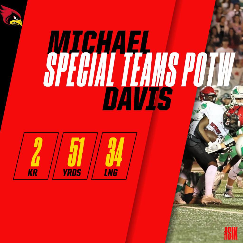 RaySouthFB's tweet photo. It’s a day or 2 late but we didn’t forget. Our  players of the week from last week are Marcus Foster, the entire offensive line and @_Michael_Davis1 

Let’s bring home a ‘W’ with these awards this week! https://t.co/a9LvihOROl
