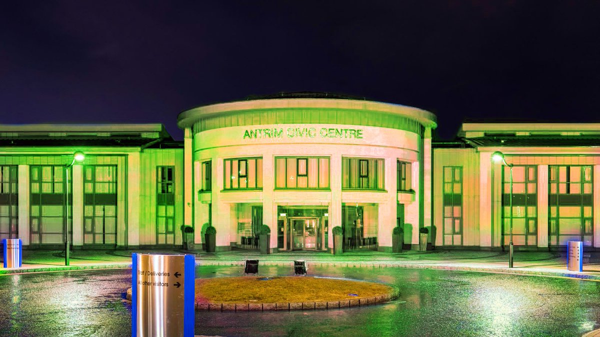 recycle_now's tweet photo. We see you Antrim Civic Centre! Thank you for giving us your green light - we think you look amazing! ๐
Why not join us and Antrim Civic Centre and #StepItUpForRecycleWeek ? https://t.co/mmR9gsJadr