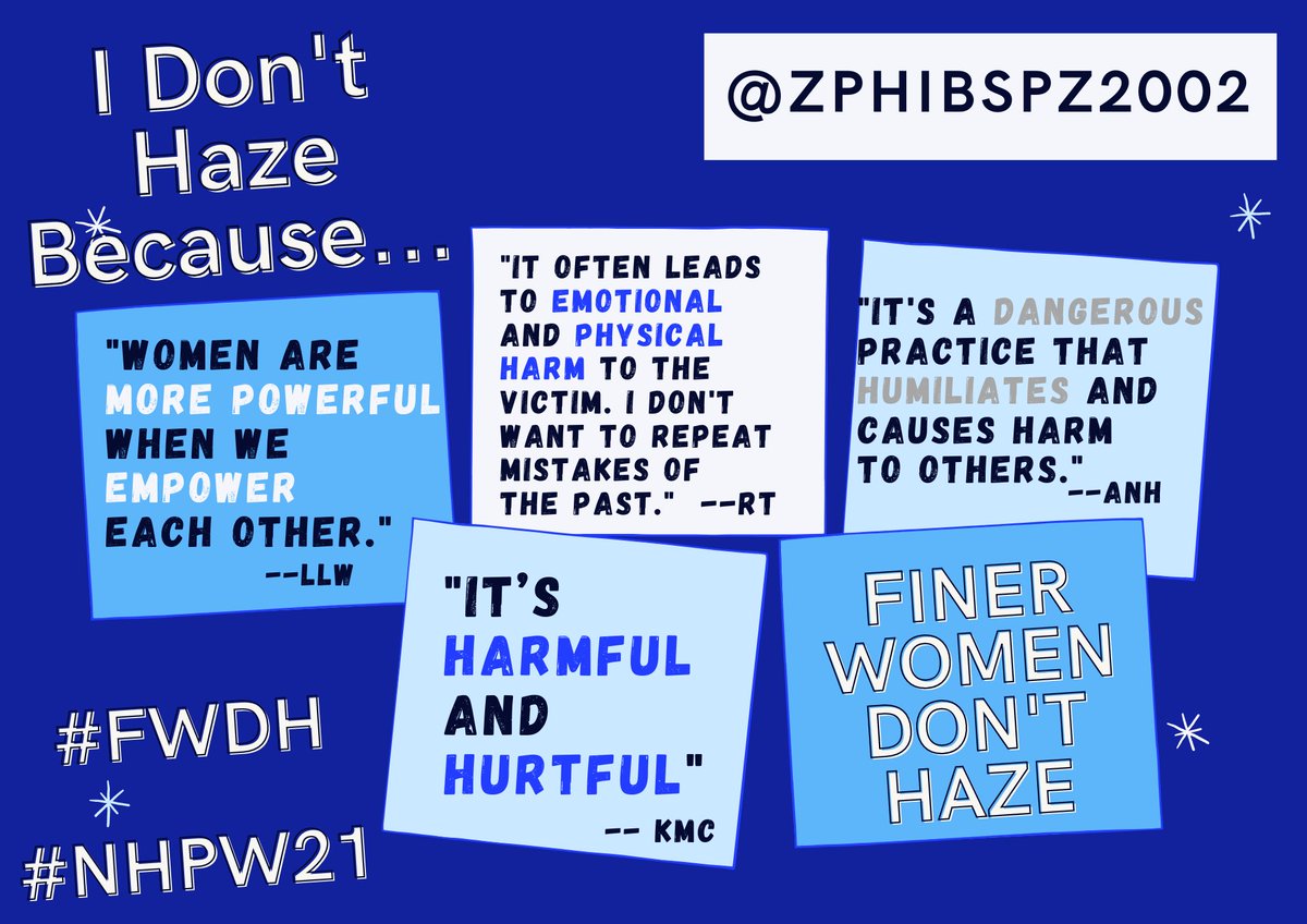 ZPhiBSPZ2002's tweet image. FINER Women Don&apos;t Haze
Our chapter officers are committed to empowering the next generation of leaders. They lead by example! #FWDH #NHPW21 @officialzeta1920  @atlanticreg1920 @hazingprevention  #FinerWomenDontHaze #ZPhiB1920