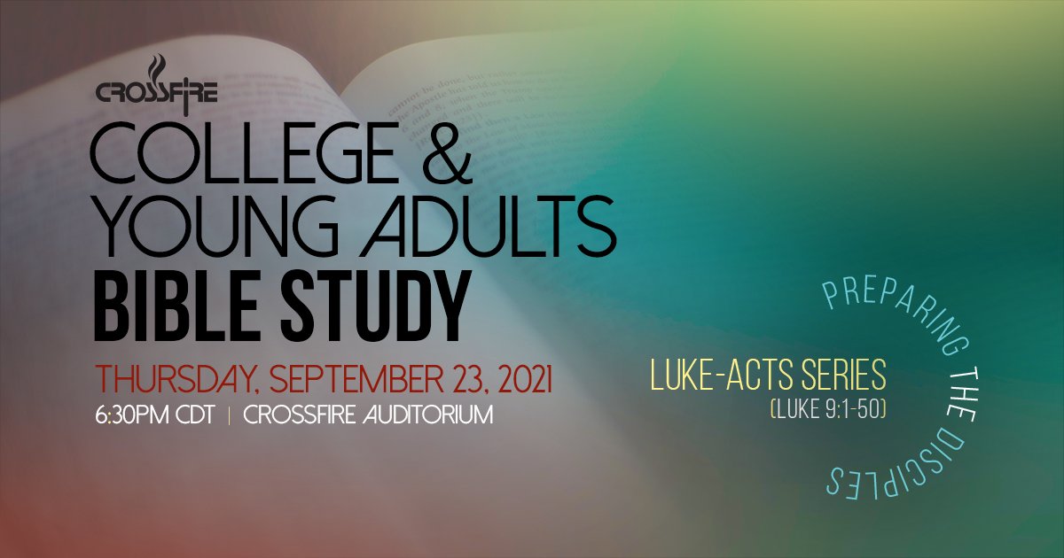 Be with us this Thursday, September 23, 2021, at 6:30PM CDT in the Crossfire Auditorium for our young adult’s Bible study. While we are busy with the ministry God has given us, it is important to learn to never lose our focus on the finished work of the Cross.