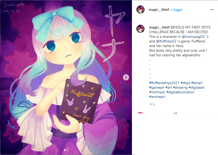 fluffness02's tweet image. We have our first entry for our DTIYS challenge!
Thank you to magic__thief for joining!

Do you want to join our challenge too? Check the info here infomonoyagi.carrd.co/#dtiys2021

#FlufflandDTIYS2021 #DTIYS #artchallenge