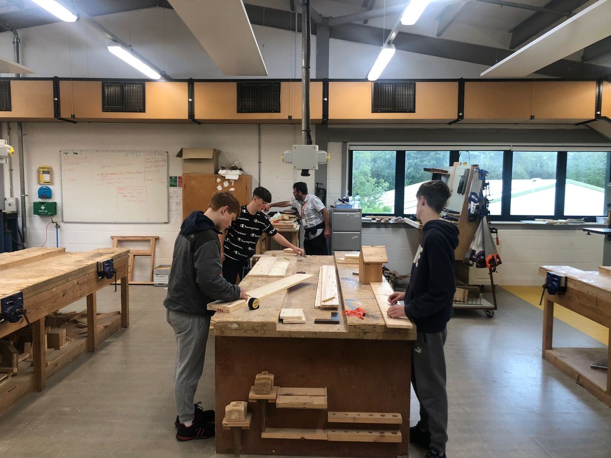 Strive #joinery students hard at work making wooden bird boxes at #HarrogateCollege Week 2 sees us moving on to the roofs. Plenty of precision measuring and care needed! #thisisap @HarrogateColl